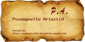 Pozsegovits Arisztid névjegykártya